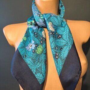 Blue turquoise silk scarf